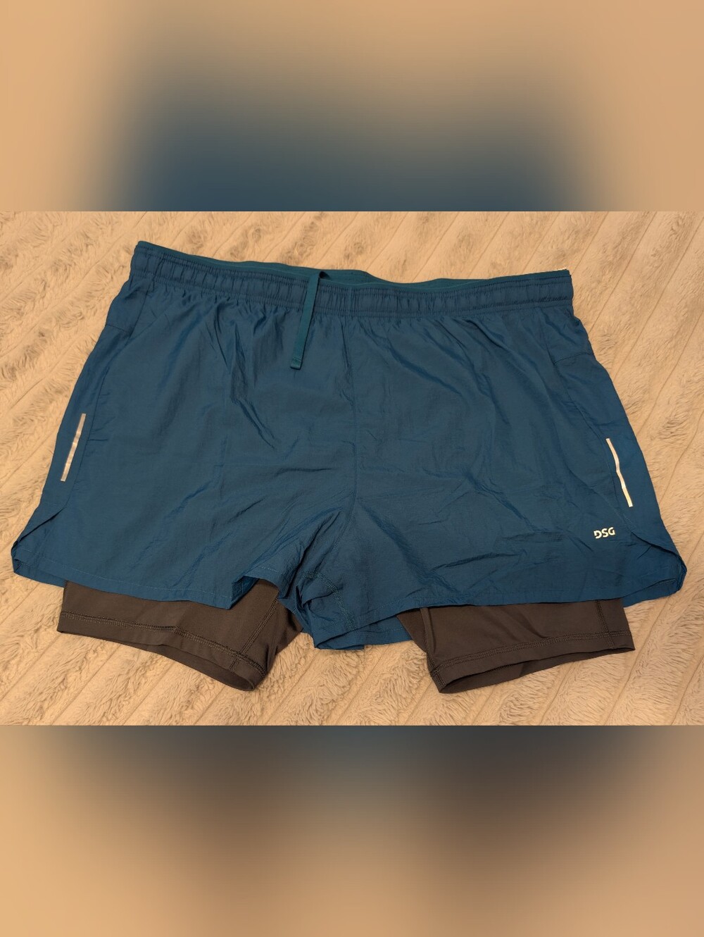 DSG Men’s Teal Blue 2-in-1 Hybrid Running Shorts Sz: XXL NWT